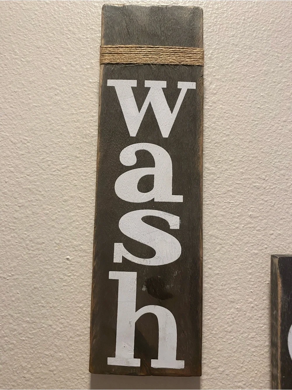 Handmade Vintage Wash Dry Fold Rustic Laundry Wall Art 3pc distressed jute rope